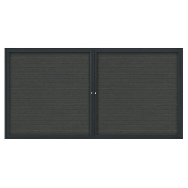 72"x36" 3-Door Enclosed Outdoor Letterboard, Grey Felt/Black